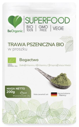 BeOrganic Trawa pszeniczna bio w proszku 200g