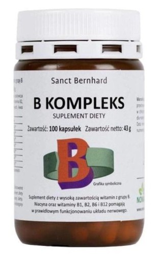 Witamina B complex (niacyna, B1, B2, B6, B12) 100 kapsułek Sanct Bernhard