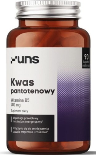 Kwas pantotenowy, witamina B5 (200mg) 90 kapsułek UNS 