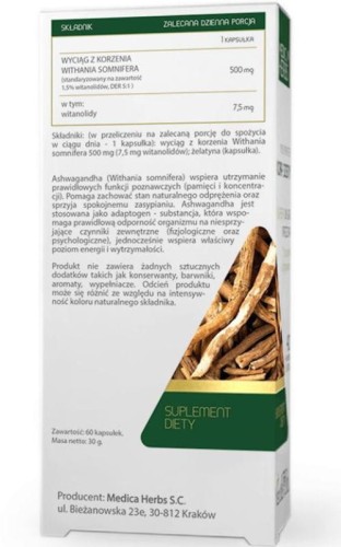 Ashwagandha 500mg, 60 kapsułek Medica Herbs2_500x800.jpg