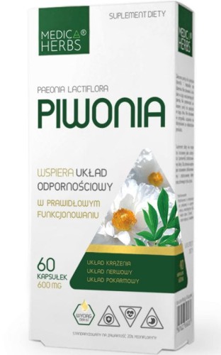 Piwonia 600mg, 60 kapsułek Medica Herbs