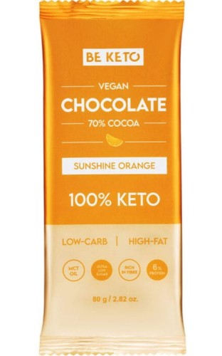 BeKeto Wegańska Keto Czekolada z Olejem MCT - Słoneczna Pomarańcza 80g
