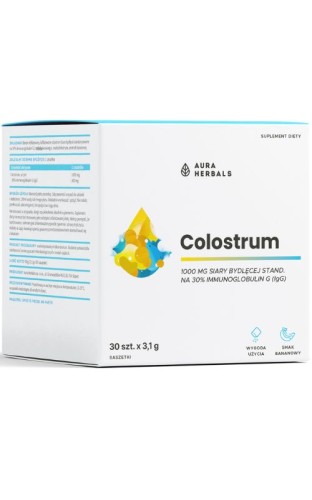 Aura Herbals - Colostrum 1000 mg - bananowe saszetki 30 sztuk
