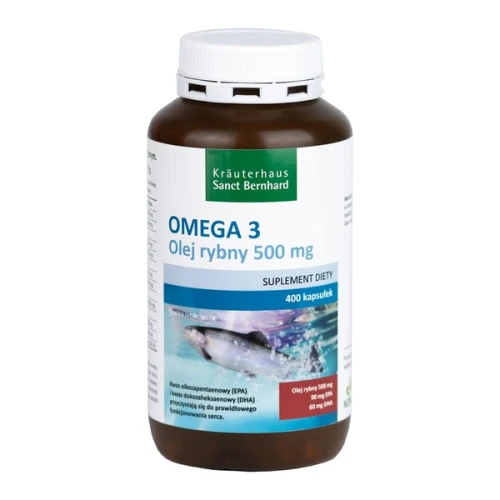 Omega 3 EPA i DHA olej rybny 500 mg 400 kapsułek Sanct Bernhard 