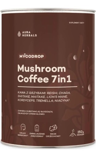 Aura Herbals Mycodrop - kawa z grzybami 7 w 1 (mushroom coffee) - 250g