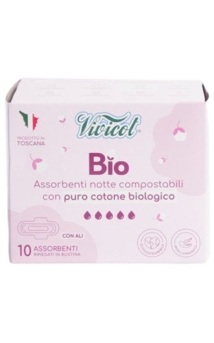 Podpaski na noc ze skrzydełkami 10 sztuk Vivicot BIO