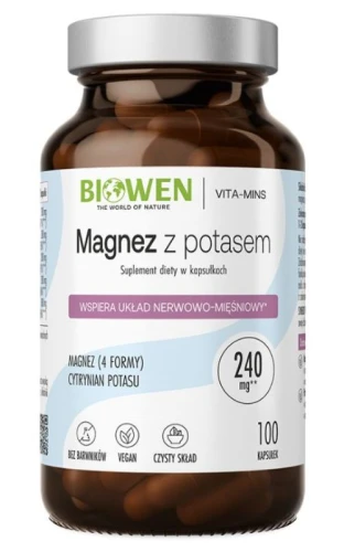 Biowen Magnez 4x z potasem 1000 mg - 100 kaps