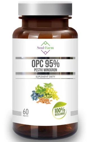 OPC 95% ekstrakt z pestek winogron 100:1 450 mg, 60 kaps Soul-Farm