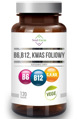 Witamina B6, B12, kwas foliowy 120 kaps Soul-Farm