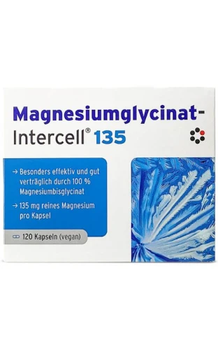 Magnesiumglycinat-Intercell 135 – diglicynian magnezu o wysokiej wchłanialności - 120 kaps przód.jpg